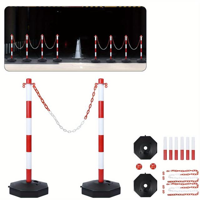 TEMU Barrières de sécurité avec 1 chaîne de 1,4 m, barrière de chaîne et de poteau pour le du trafic