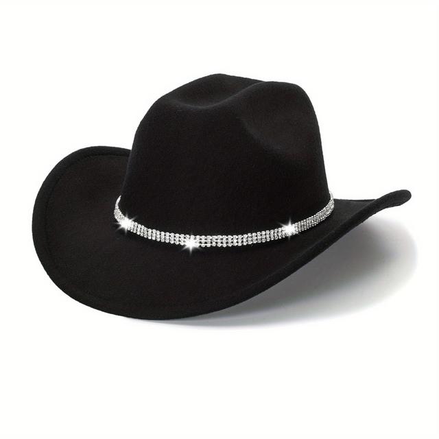 TEMU Ladies' Sparkling With A Wide Brim For Western Jazz Themed Parties