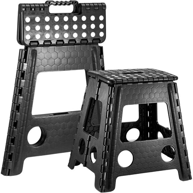 TEMU Folding Step Stool Plastic Non-slip Foldable Footstool Space Saving With Carry Handle For Kitchen, Bathroom, Garden & Outdoor