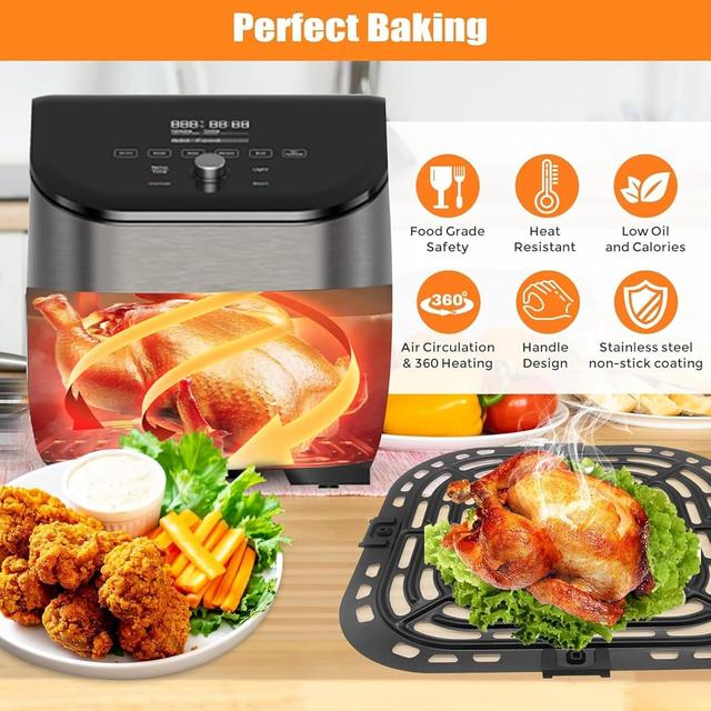 TEMU Air Fryer Accessories For Instant Pot Vortex 6 In 1 6 Qt Gaf735 Gaf685 | Original Replacement Tray, Grill Pan, Crisper Plate Rack, Dishwasher Safe, Ceramic Material