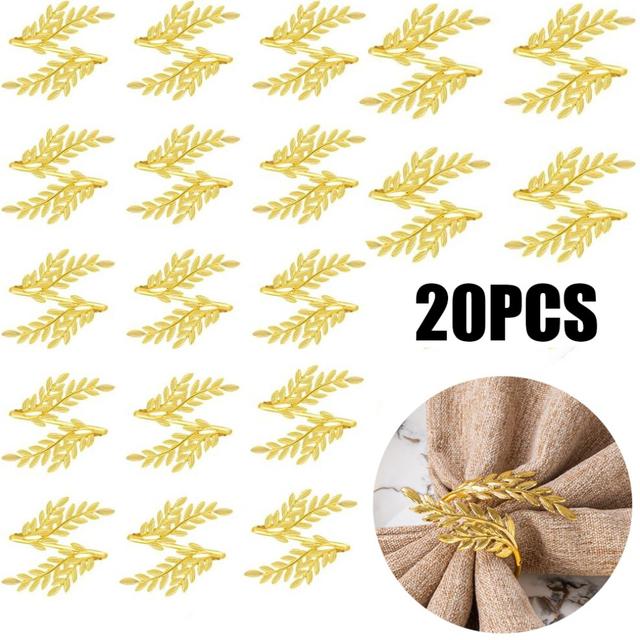 TEMU 20 шт. кільця для серветок, металеві кільця для серветок у формі пшеничного листя, тримачі для серветок на День Подяки, Різдво, весілля, , вечерю, декор столу