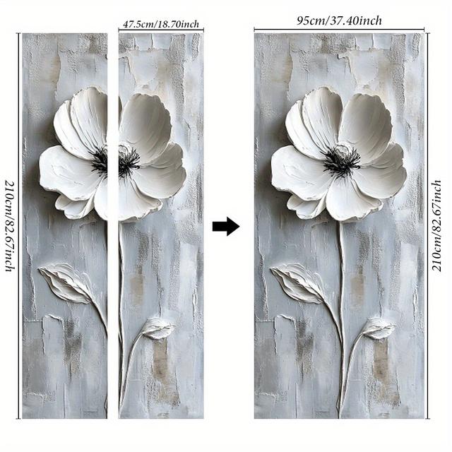 TEMU 1 قطعة ملصقات باب للجدار بتصميم زهور بالأبيض والأسود، فن الجدار القابل للفصل واللصق، ملصقات باب تجريدية، ملصقات جدارية قابلة للإزالة للمنزل
