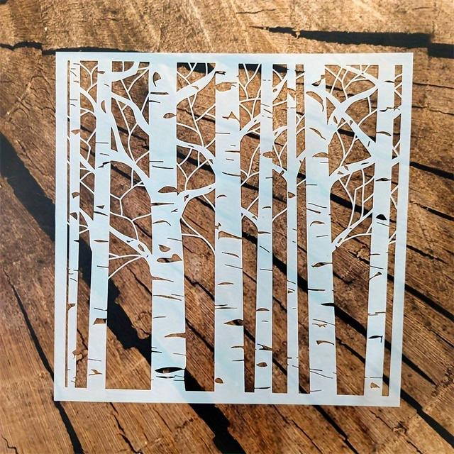 TEMU 1 Large Birch Tree Trunk Pattern Painting Stencil, Made Of Reusable Pet Material, Suitable For Diy Crafts, Wall Art, Scrapbooking, Canvas Transfer Furniture Decoration, Best For Handcrafting
