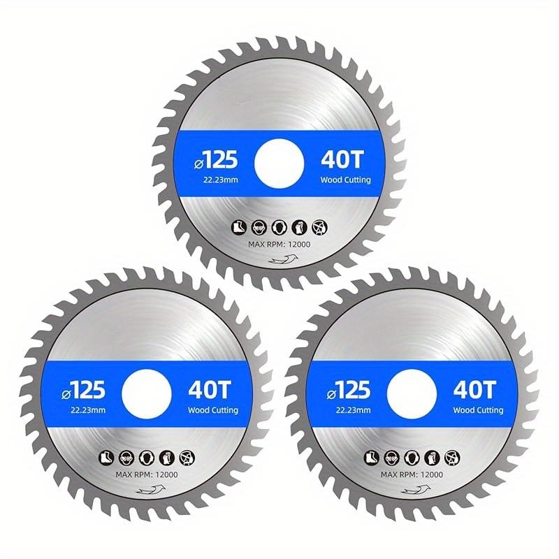 TEMU Saw Blades 75/85/115/125 Mm, Circular Saw Blade For Wood, Plywood, Laminate, Drywall, Plastic, Plastic (3 X 125 X 22.23 + 40t)