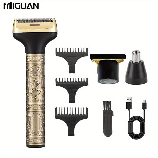 TEMU 3-in-1 -Elektrorasierer, Nasenhaartrimmer & Haarschneider Set; USB-Aufladung; Austauschbare Köpfe für Rasieren, Trimmen & Pflegen; Herren-Pflegeset – Das perfekte Geschenk