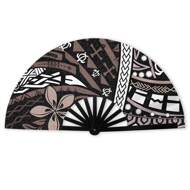TEMU Unique Folding Hand Fan With A Samoan Polynesian Hawaiian Design, Outdoor Camping, Parties, And Street Style Accessories. A Creative Fashion Prop For Any Event, Without Battery