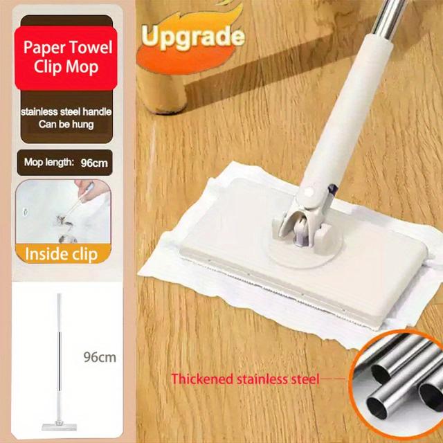 TEMU 2 In 1 Upgrade Face Towel Mop With Squeegee Lazy Clip Cloth Flat Mop 360° Rotate Disposable Wipe Mop