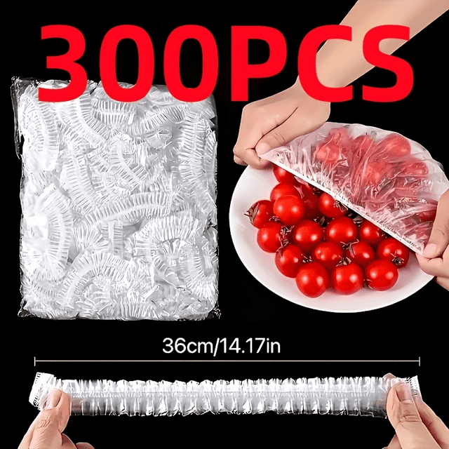 TEMU 300 Plastic Food Storage Bags, Disposable Fruit Covers & Kitchen Accessories -