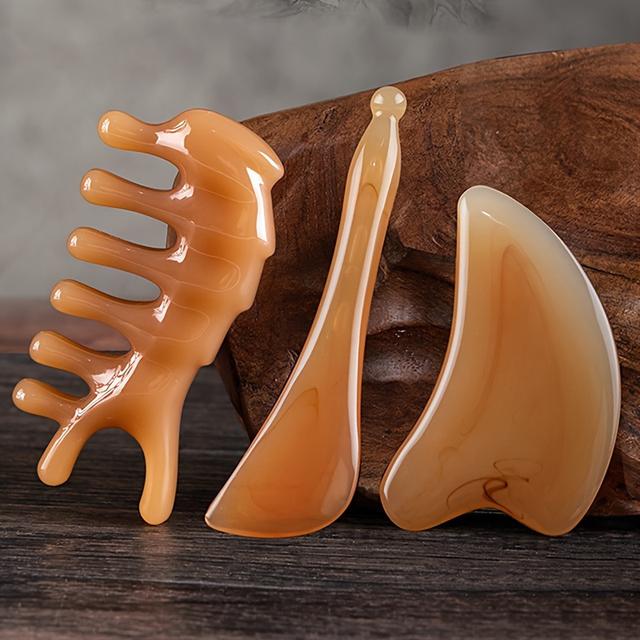 TEMU 三つのグアシャジツール、顔や体のツールでスクラピングやスパケアを実施、顔のポイントジ - 母の日ギフト