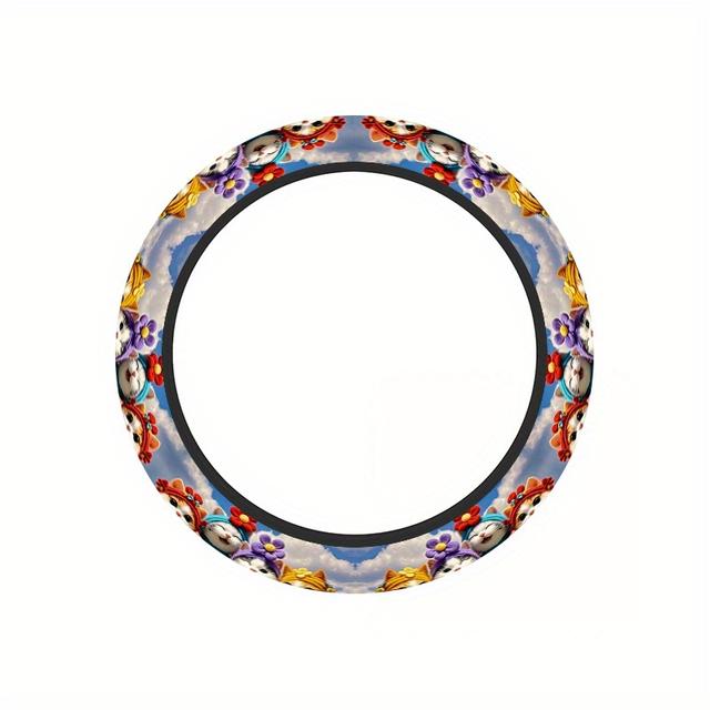 TEMU 1 ชิ้น ปลอกพวงมาลัยรถยนต์ลายแมวน่ารัก ขนาด 15 นิ้ว สำหรับรถยนต์และ SUV | อุปกรณ์ตกแต่งภายในรถนุ่มสบาย พร้อมกราฟิกการ์ตูนและลายสีสันสดใส | เหมาะสำหรับตกแต่งฮาโลวีนและคริสต์มาส FQ7E (12)