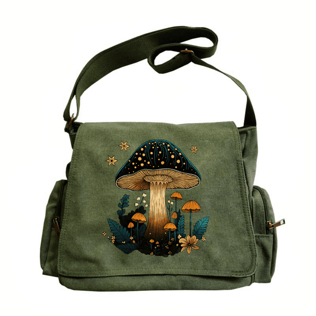 TEMU A Women's Shoulder Bag With A Large Capacity, Featuring A Vintage Flap Design And A Crossbody Style, With A Magical Mushroom Forest Print The Starry Sky, , Travel, And Artistic Outfits