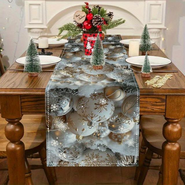 TEMU 1pc, Christmas Themed Tablecloth, 72 Inch Polyester Christmas Decoration, Holiday Party Home Kitchen Dining Room Decoration, Elf Winter Christmas Tablecloth