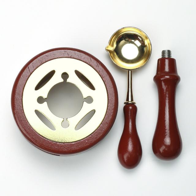 TEMU 3pcs/set Matching Color Stove Wooden Wax Seal Melting Furnace Spoon Handle Wax Seal Stamp Accessories Wax Melting Furnace