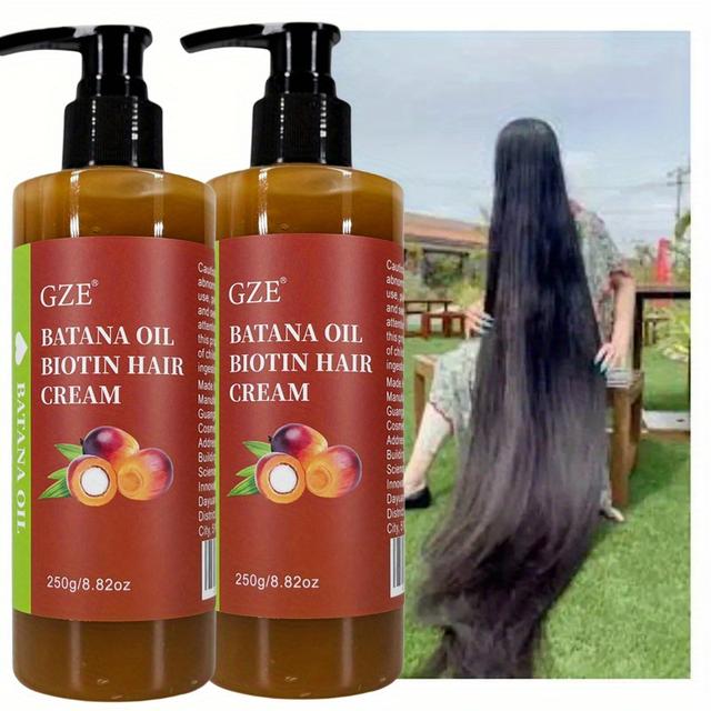 TEMU 2 Pack Gze Batana Oil Biotin Hair Cream Strong Hair Anti-breakage Split Ends Y For Dry Hair