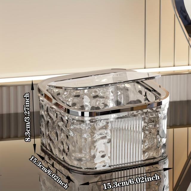 TEMU Transparent Living Room Coffee Table Trash Can With Lid Press-type Desktop Recycling Bin Trash Can Suitable For Multiple