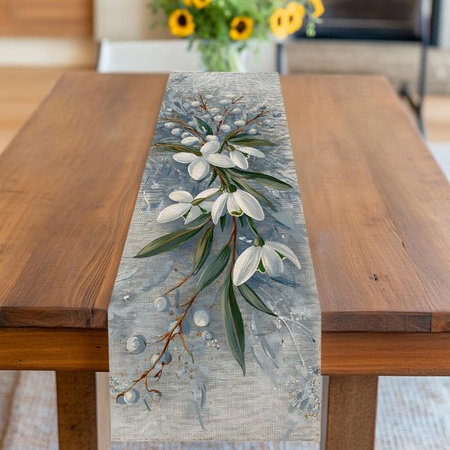 TEMU 1pc Of 2d Flat-printed Fabric For Home And Kitchen, Suitable For Table Settings, Featuring A Winter Theme With And , Perfect For Festive Dining And Living Areas