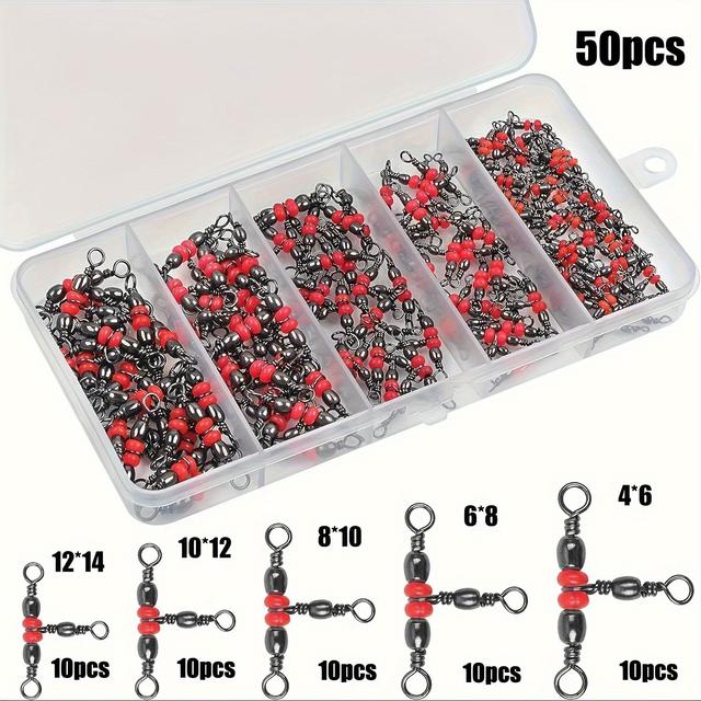 TEMU 25 Or 50pcs Heavy-duty Fishing Swivels With Triple T-shaped Tubes - Rotating Fishing Line Connectors For Catfish, Freshwater/saltwater Rigs - Ideal For Beginners & Professional (bulk Pack)