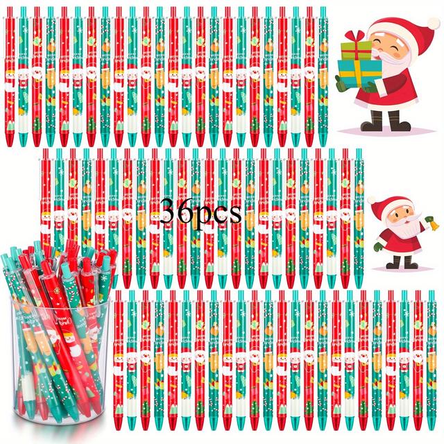 TEMU 36 Christmas Ballpoint Pens, Retractable Gel Ink Pens, Cute Cartoon Holiday Pens Suitable For Office Stationery Writing. Christmas Home Decoration, Party Gifts