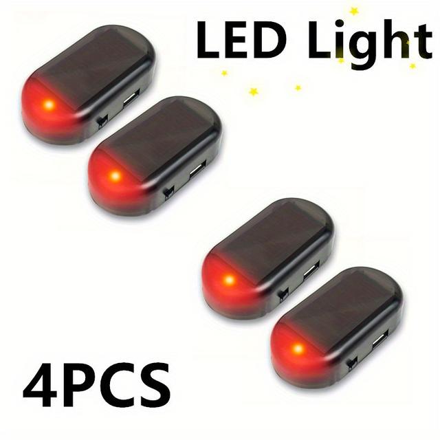 TEMU Zestaw 4 szt. Samochodowych Świateł Antykradzieżowych na Słońce, Dekoracyjne Lampki Sygnalizujące z Czujnikiem LED do Wnętrza Auta, Akcesoria Nocnego Parkowania