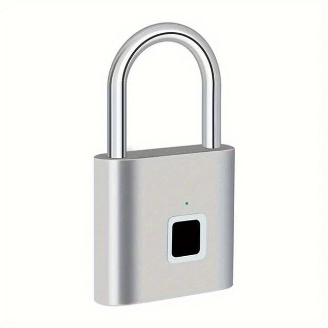 TEMU 1pc Advanced Biometric Smart Padlock- Fingerprint Recognition, Alloy Construction, Usb Rechargeable, Door Lock Security With Unlocking Technology- Smart Life Home And Office Essential