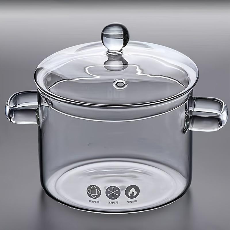 TEMU Olla de Cocina de Vidrio Transparente Resistente a la Oxidación con - Ideal para de Llama y Cocinas Eléctricas de Cerámica, para la Producción de Verduras y Cocción de y Guisos