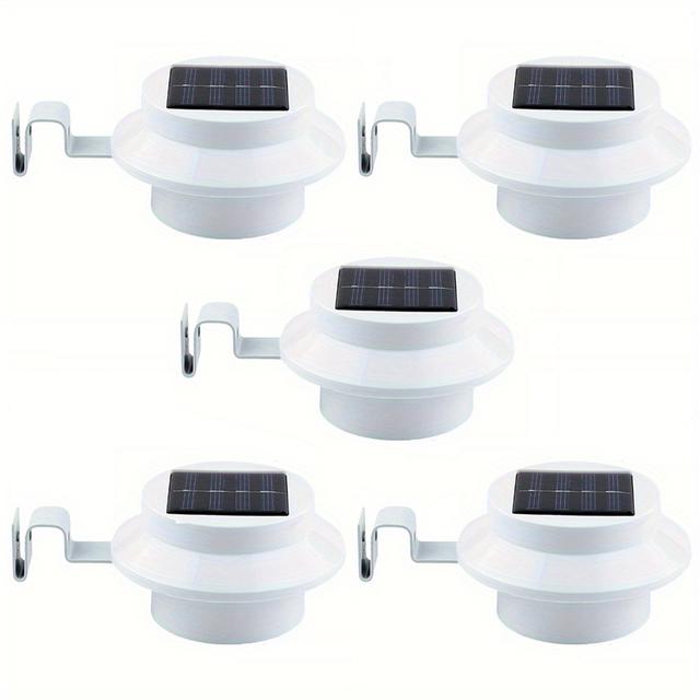 TEMU 5/10x Solar Gutter Light - 3 Led Bulbs, Warm White Outdoor Led Fence Light For Railings, Exterior Walls, Decks, Gardens, , Backyards, , Patio Lighting, No Drilling Required