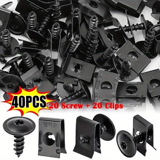 TEMU 40pcs Car Self-tapping Screw Fasteners, Auto Metal U-shaped Spacers Self-tapping Screws Kit, Screw Bolt U Nut Kit, Car Baffle Fasteners Threaded Clips, Engine Hood Chassis Hood Guard Bolts
