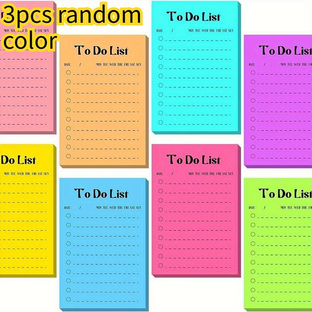 TEMU 3pcs Vibrant To-do List Notebooks | 4x6 Inches For Effective Planning, Reminders, Study And Home Office School Supplies