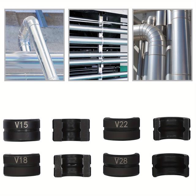 TEMU Neues Set von Kiefern für Crimpszangen, Entwickelt für Kupferrohre mit V-förmigen Profilen in den Größen 15, 18 und 22 mm, inklusive Crimpszusammenfassungen