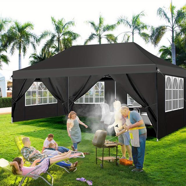 TEMU 3×6m Pop-up Sun Shade Tent With 6 , 4 Sandbags, Commercial Awning For Outdoor Parties And Patios - 3 Adjustable , Uv Protection, Winter Resistant