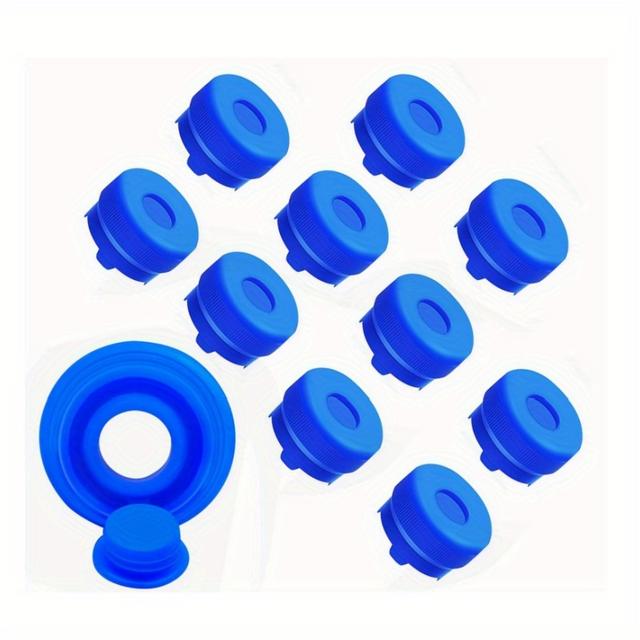 TEMU 10pcs Heavy-duty Replacement Caps For 3-5 Gallon Jugs (55mm/60mm & Screw Top Water Bottles) - Leakproof Reusable Refillable Bottle Lids, Compatible With 3, 5 Gallon Water Dispenser Jars