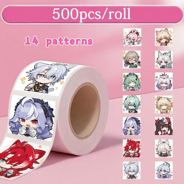 TEMU 500 pegatinas/rollo versión Q temática Star Rail, equipo , removibles sin residuos para de teléfono, tableta, portátil, calcomanías de colección de anime y videojuegos