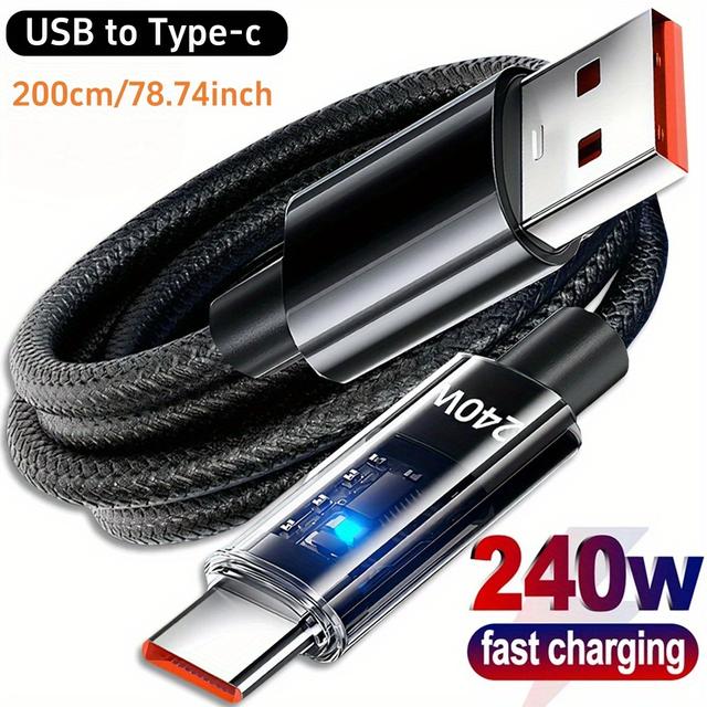 TEMU 240w 6a Usb-to-c Fast Charging Cable (led Display): For Iphone 17, , Xiaomi, Huawei, Honor, Notebook