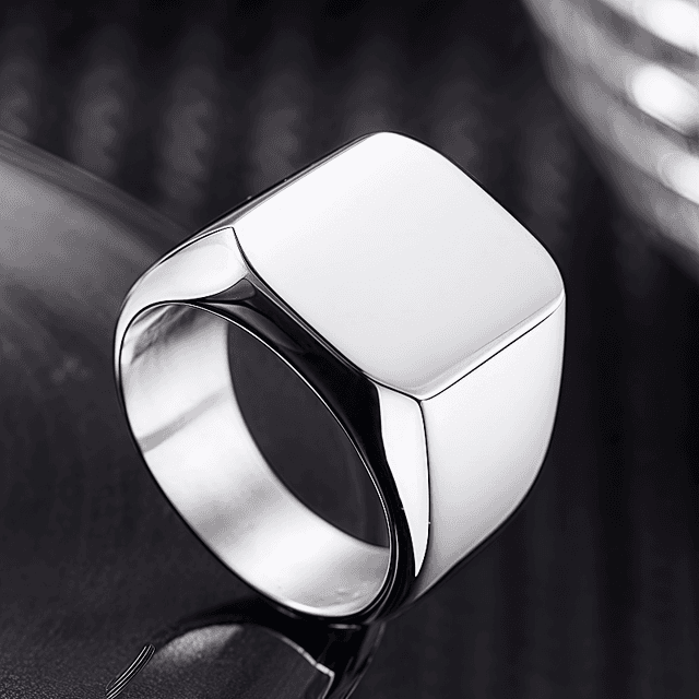 TEMU Stainless Steel Ring With Initials And Floral Print For Men's Knights, And Gothic Square Silvery Ring For Boys As Jewelry Gifts For Husbands, Fathers, And Couples' Birthdays