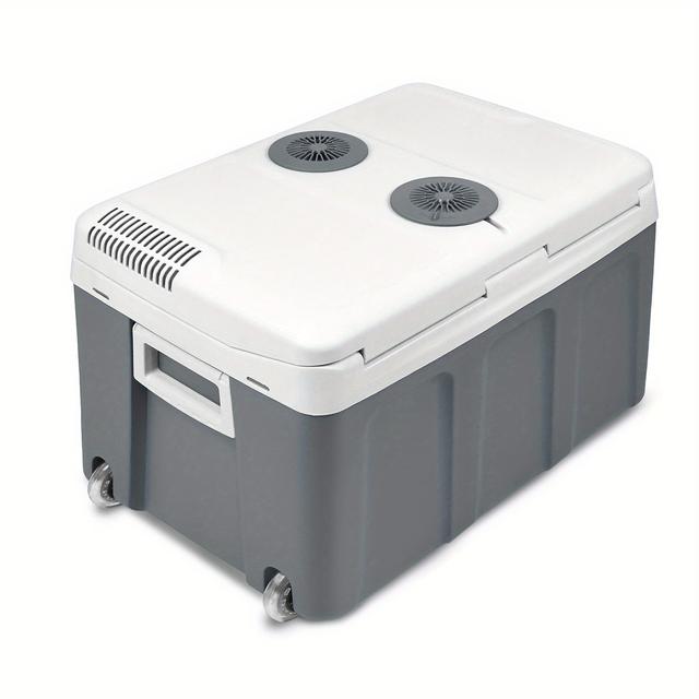 TEMU Refrigerador Eléctrico Portátil de 48L con Ruedas - Ideal para Camping, Coche, Camión, Caravana - de Enfriamiento de Plástico Resistente, 48 Litros de Refrigeración
