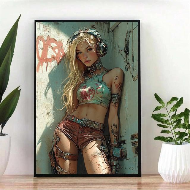 TEMU Chic Blonde-haired Woman Canvas Art Print - Waterproof & Uv Resistant Wall Decor For Living Room, Bedroom, Office | Easy To Hang, Perfect Gift Idea