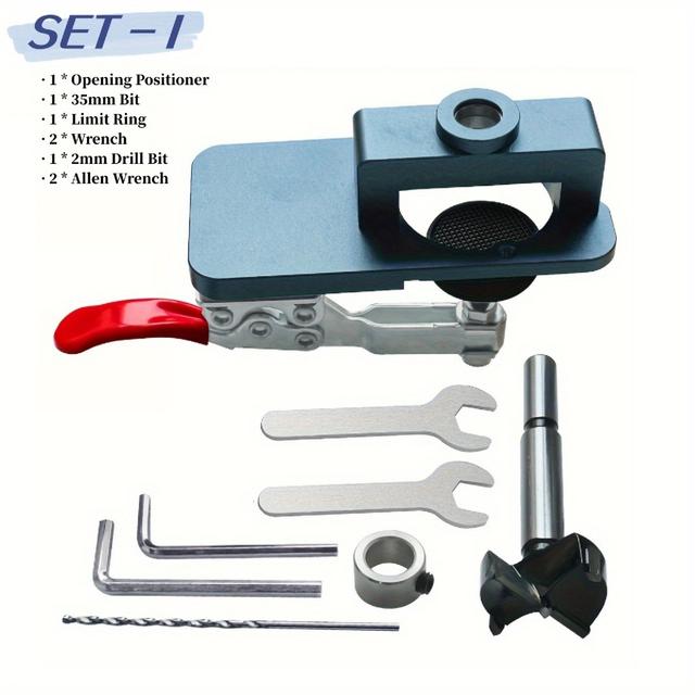 TEMU Fafeldolgozási Fejlesztés Rejtett Zsanér Szerelő Készlet - Alumínium Ötvözet Zsanér Fúró Szerelő Útmutató, Homlokkeret Szekrényekhez és Szekrényekhez