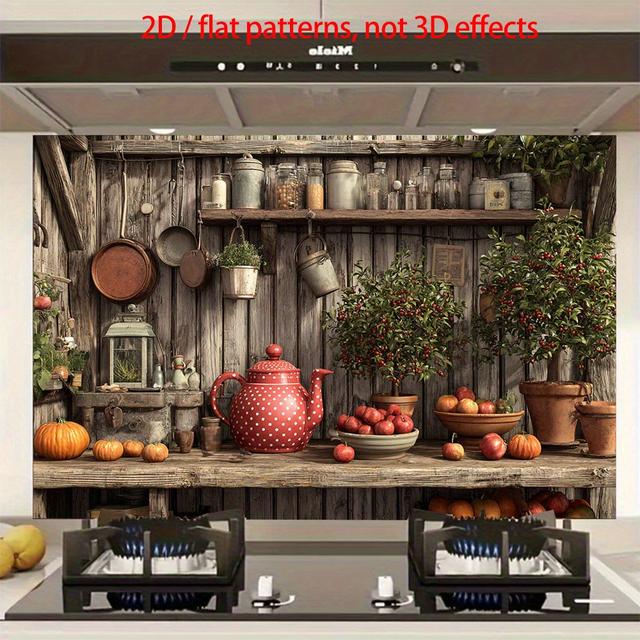 TEMU 1pc 2d Flower Pot Pvc Kitchen Sticker, Easy To Apply, Durable, High-quality Decal, Suitable For Home Decor, Kitchen Interior, Modern Home Decoration, 2d Flat