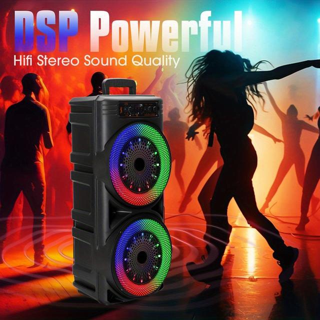TEMU Portable Dual Subwoofer Bt System With 5000w Sound, Usb Port, And Wireless Connectivity For Home Theater & , Wireless Speaker System, Surround Sound Technology