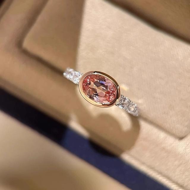 TEMU 2025年新モデル、925シルバー、天然石/血管リング、調節可能なリング、桃色タラティカカラー、オーバル高炭素、美しい軽量高級小編集、シンプルなヴィンテージジュエリーリング、女性の祭典用