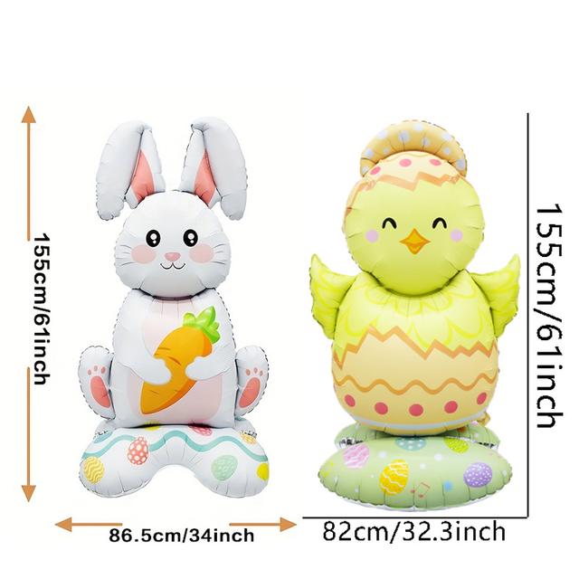 TEMU 2 szt. Stojące Żółte Balony Kurczak + Balony w Kształcie Królika z Dużymi Uszami, Dekoracje na Przyjęcia Urodzinowe i Uroczystości, Świąteczne Dekoracje na Wielkanocne Imprezy