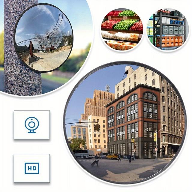 TEMU Kovale Spiegel, Verstellbare Verkehrsspiegel, Weitwinkel-Einfahrtswegspiegel für Einfahrten, Garagen, , Innenhöfe, Lager (Unterstützung für Innen- und Außenbereiche, 160 Grad Kovale)