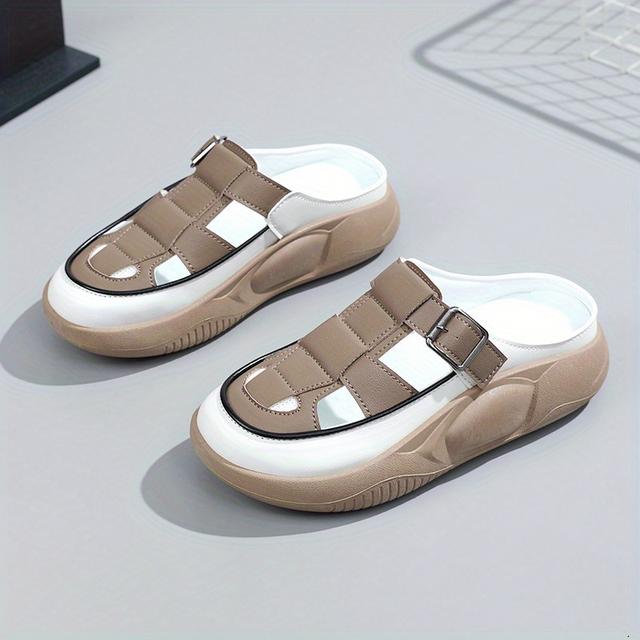 TEMU 新作スリッパ レディース 夏のトレンド アウターウェア ハーフドラッグ アウトドア 厚底フォーム カジュシューズ レディースシューズ