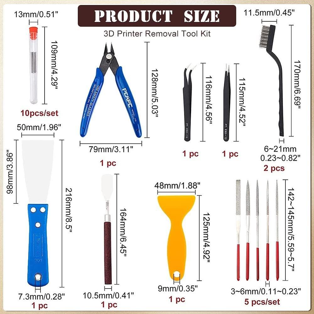 TEMU 23pcs Stainless Steel Tool Kit: 3d Printer Nozzle Cleaner, Wire Brushes, Flush , Oil Painting Scraper, Files & Tweezers - Colors