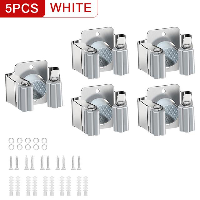 TEMU 5/10pcs, Clip de pared para fregona/escoba, multifuncional, adecuado para almacenamiento de y baño, estante de herramientas de jardinería, práctico gancho, almacenamiento en otoño e invierno