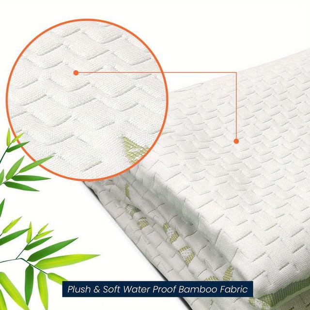 TEMU 1pc Waterproof Bamboo Fiber Mattress Cover Mattress Protector (without Pillowcase), Cooling & Breathable Fitted Bed Sheet With 16 Inches Deep Pocket