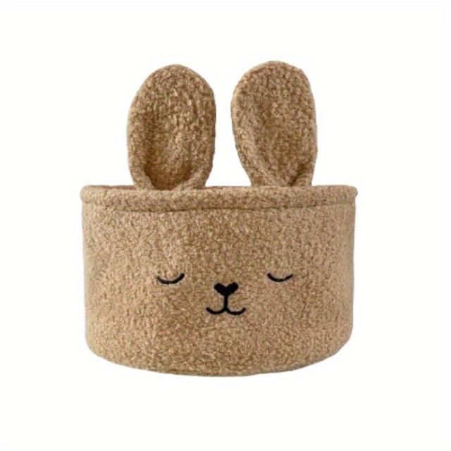 TEMU Cesta de felpa de conejito de dibujos animados para Pascua, para guardar snacks, juguetes y cosméticos; ideal para tu dormitorio, escritorio o interior del coche, cestas para estantes