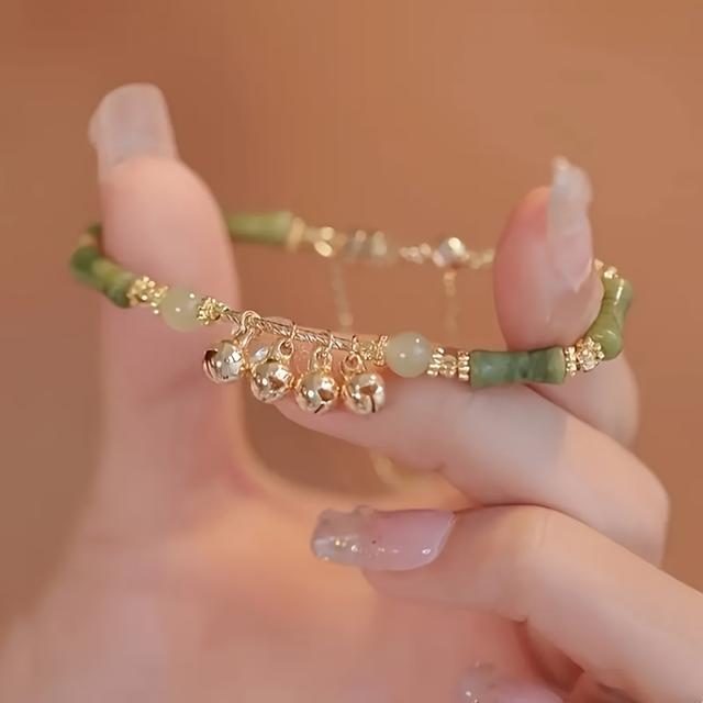 TEMU Women's Bamboo Knot Wind Chime Bracelet, Fashionable Jewelry Accessory, Suitable For All , Essential Women's Jewelry, Perfect Gift For Valentine's Day And Day, Couple Bracelet