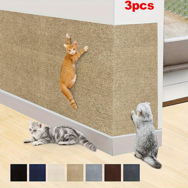 TEMU 1/3roll Self-adhesive Cat Scratching Mats Easy-to-install Furniture Protectors And Cat Claw Care Pads- Versatile, Long-lasting Polyester Fiber Design For Sofas, Doors And Carpets
