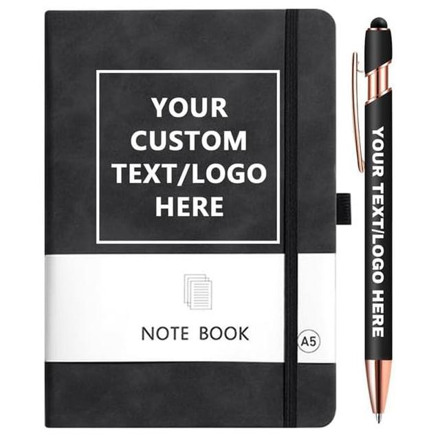 TEMU 1 Set Personalized A5 Faux Leather Notebook And Metal Ballpoint Pen Set, Horizontal Line Notebook For Business, Workers, Students And Teachers, Ideal For Holiday Gifts And Business Gifts